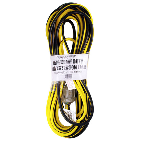 Ultracharge 15m Heavy Duty Extension Lead 10A 240V with Power Indicator