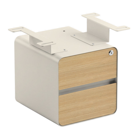 Desky Minimal Under Desk Cabinet - Sublime Teak Melamine / Wheat