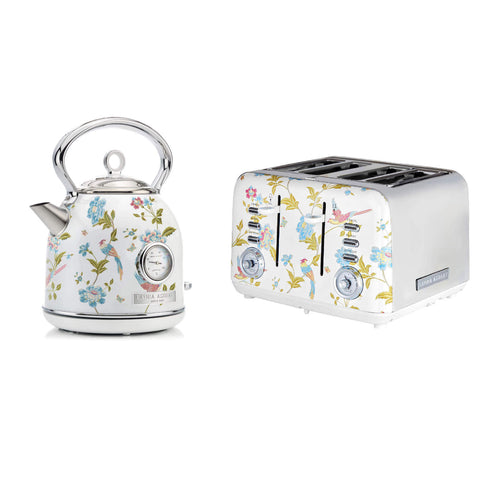 Laura Ashley Elveden 1.7L Kettle and 4 Slice Toaster Combo (White)