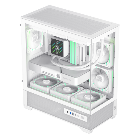 GameMax Vista 2 White ATX Mid Tower Gaming Case - 3x ARGB Fans Pre-installed