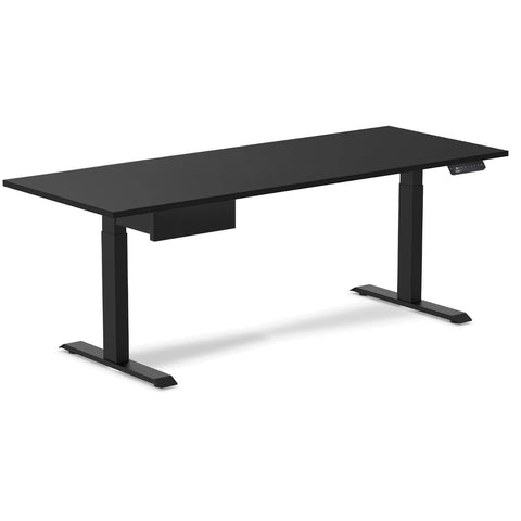 Desky Single Standing Desk With Drawer - Black / 2000x750mm / Matte Black