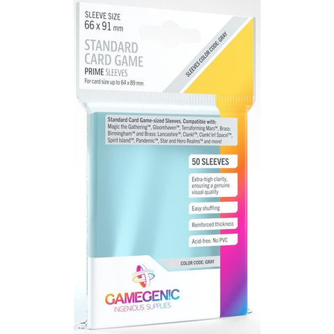 Gamegenic Prime Board Game Sleeves Standard Size 66mmx91mm 50 Sleeves (Gray)
