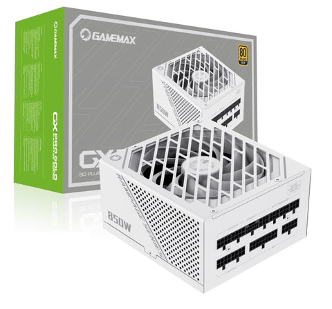 GameMax GX-850 PRO White 850W 80+ Gold Fully Modular Power Supply - ATX 3.0 & PCIe 5.0 Ready, Native 12VHPWR White Cable, RTX 40 Series Compatible