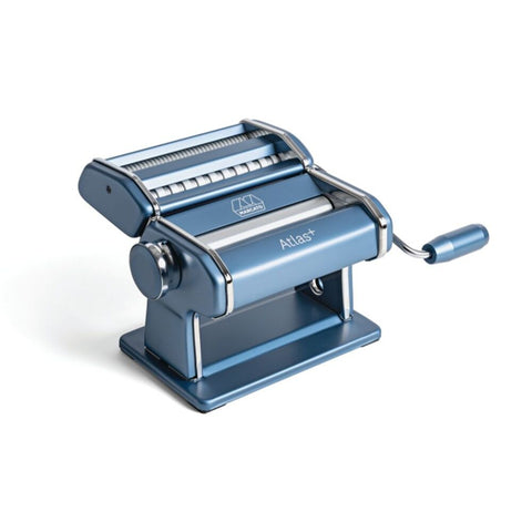Marcato Atlas Plus Pasta Machine Stainless Steel with 4 Shape Settings (Blue)