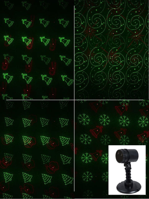 Christmas Warehouse - OUDRLS20 Red & Green 12 Patterned LED Christmas Garden Laser Light | 12m x 12m Red & Green