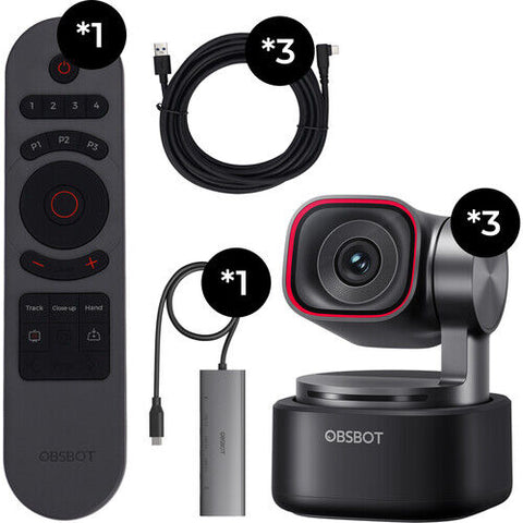 OBSBOT Tiny 3 Webcam Multicam Combo (3 x Cameras)
