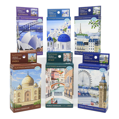 Platypuzz 6pc Jigsaw Puzzle Travel Landmarks Set 100 Pieces Each