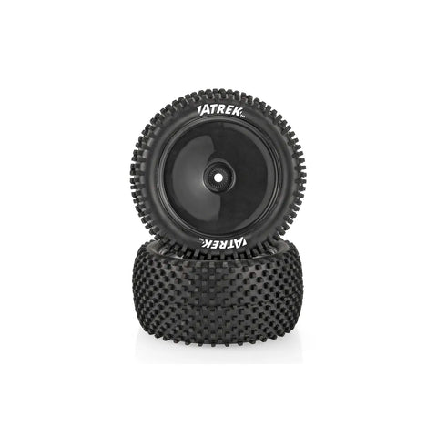 Atrek 2.3" Tracer Pro Knobby Rear Buggy Tyres on Black Dish Rims - Glued Wheels 2Pcs