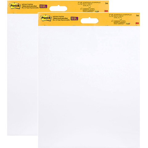 Post-It 566 Super Sticky Wall Hanging Pad 508x609mm White Pack 2