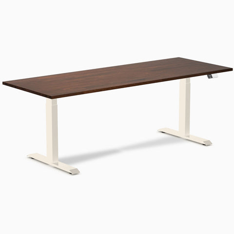Desky Dual Rubberwood Sit Stand Desk 200cm Red Walnut Desktop and Wheat Frame