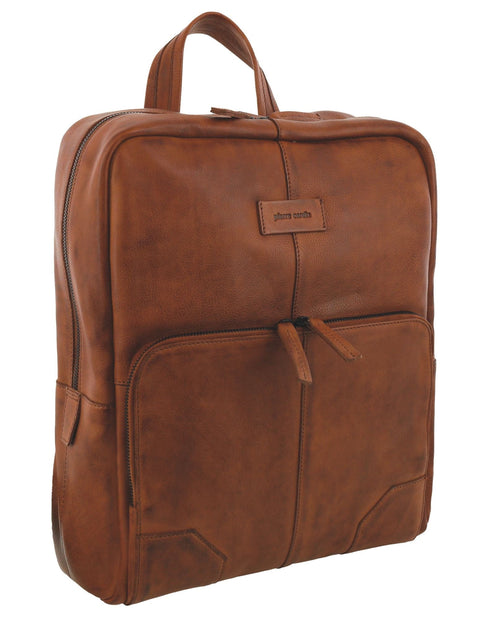 Pierre Cardin Men's Italian Leather Sleek Laptop Backpack Bag 33x40cm Cognac