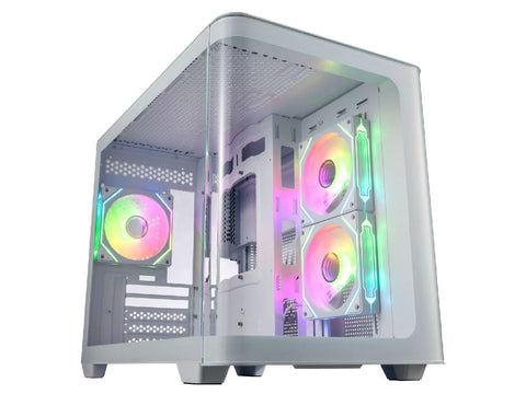 FSP S380 Curved Tempered Glass Side Panel Micro-ATX Case - White