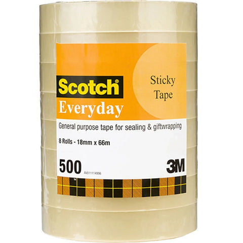 Scotch 502 Sticky Tape 18mmx66m Pack 8 Rolls Tower
