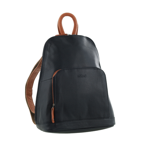 Milleni Italian Leather Backpack (Black/Cognac)