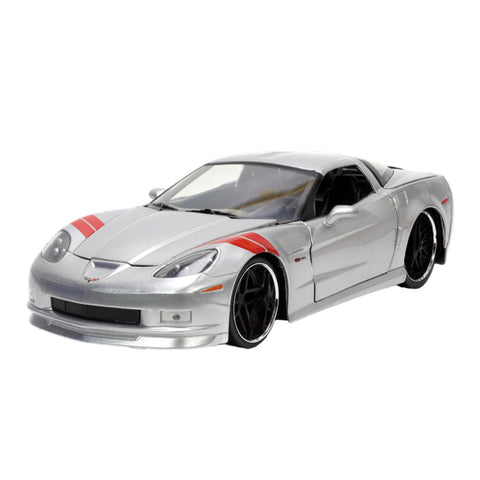 Jada 1:24 Scale Big Time Muscle 2006 Corvette Z06 Silver Diecast Car Model