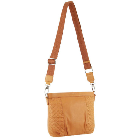 Pierre Cardin Women's Webbing Strap Leather Shoulder Crossbody Bag 26cm Apricot