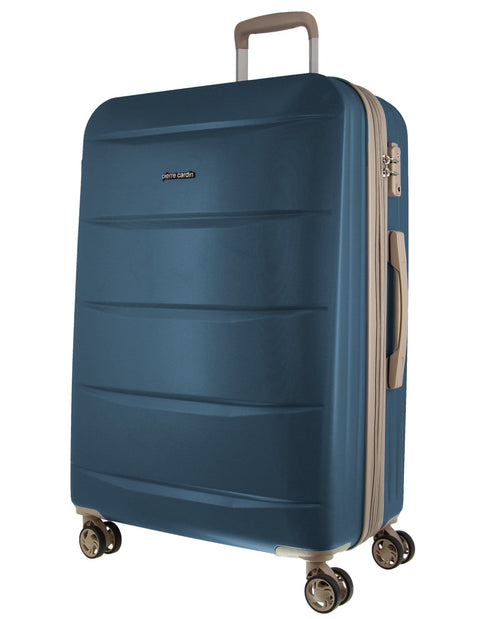 Pierre Cardin 4 Wheel Cabin Hard-Shell Travel TSA Lock Suitcase 80cm Blue