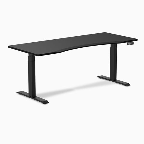 Desky Dual Ergo Edge Sit Stand Desk 180cm Black Desktop and Matte Black Frame