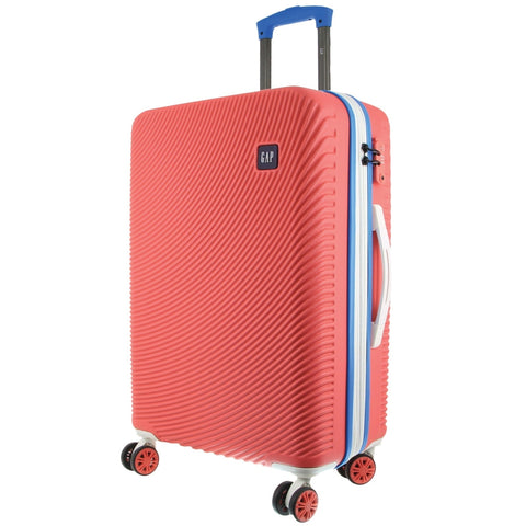 GAP Stripe Travel Suitcase Hard-Shell TSA Lock Large Luggage 76cm Coral