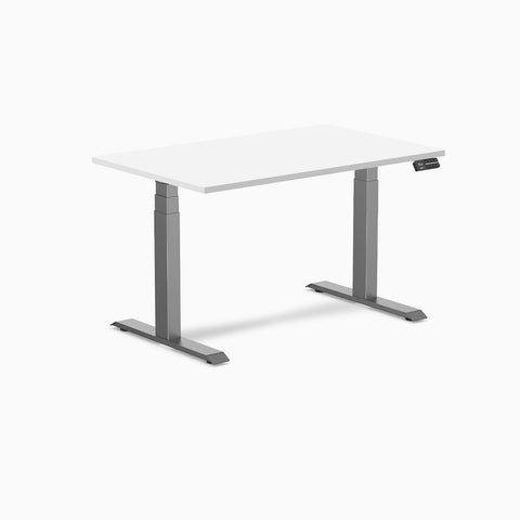 Desky Dual Melamine Sit Stand Desk 120cm White Desktop and Grey Frame