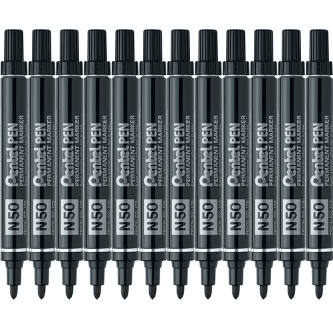 Pentel N50 Permanent Marker Bullet Tip 1.5mm (Black) [Box 12]
