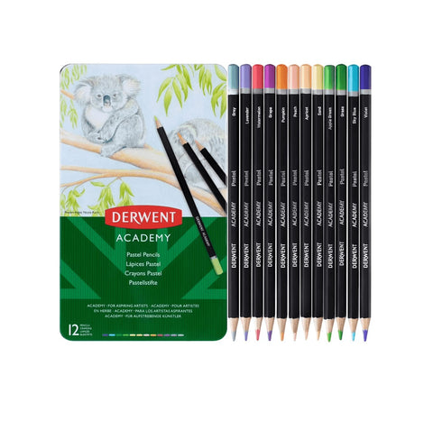 Derwent Academy Pastel Coloured Pencils Tin [12 Set]