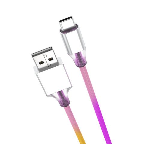 Laser 1m Nylon-Braided Type-C Charging Cable (Rainbow)