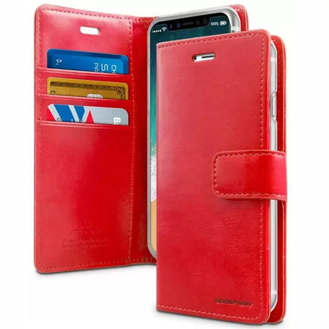 Goospery Blue Moon Diary Wallet Case, iPhone 14 Plus-Red