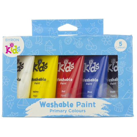 Jasart 5pc Byron 75ml Washable Paint Tube Set Kids Craft Non-Toxic Primary 3+