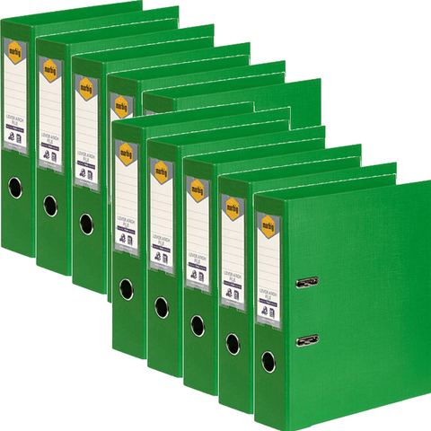 Marbig Linen Lever Arch File PE A4 75mm (Green) [Box of 10]