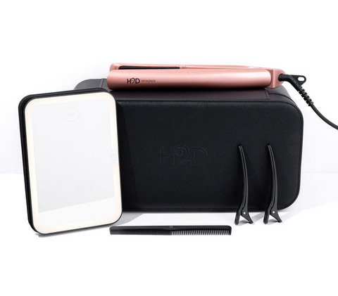 H2D Opulence Professional Ionic Hair Straightener with LED Mirror in Rose Gold