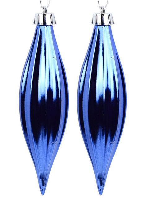 Christmas Warehouse - DECRH994 4x Royal Blue Lustrous Signature Shiny Finial Drops | 14cm Royal Blue