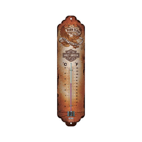 Nostalgic-Art Wall Metal Thermometer Harley Davidson Born To Ride Eagle 28x6.5cm