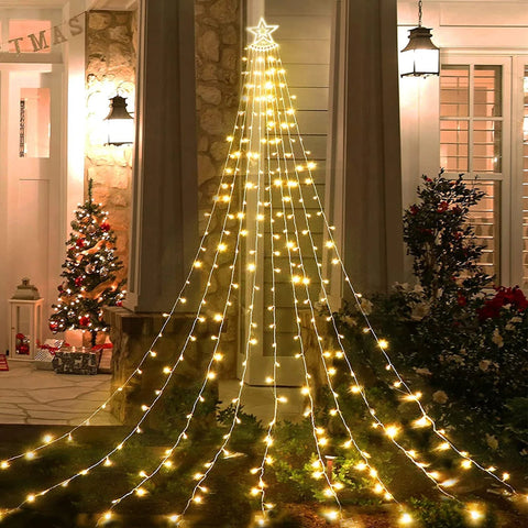 Lexi Lighting Waterfall Star Christmas Lights with Topper Star Warm White