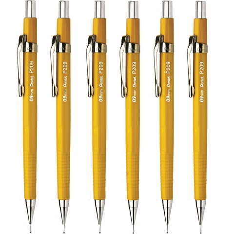 Pentel P209 Mechanical Drafting Pencil Pacer Premium Metal Tip 0.9mm [6 Pack]