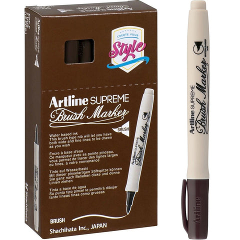 Artline Supreme Brush Marker Box of 12 (Dark Brown)