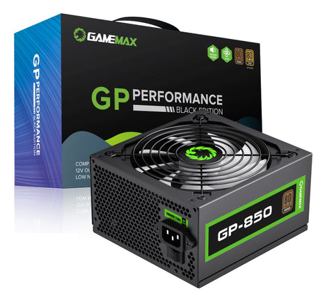 GameMax GP-850 850W 80+ Bronze Power Supply - Reliable Gaming PSU, High Efficiency, Wired ATX Power Supply, Black