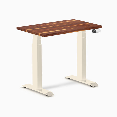 Desky Dual Mini Hardwood Sit Stand Desk 80cm Pheasantwood Desktop and Wheat Frame