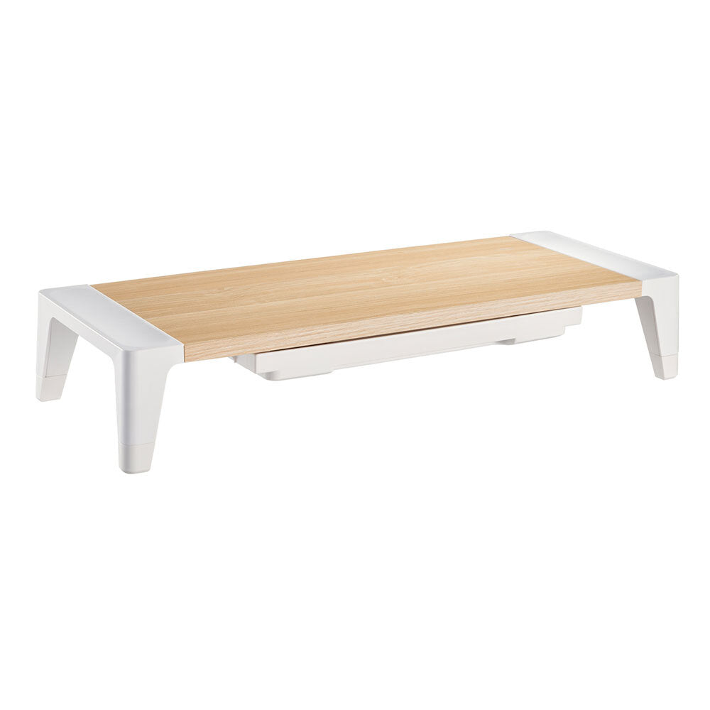 Hi Fi Riser Activiva Monitor Stand Riser with Storage Drawer (White Oak) - JB Hi-Fi