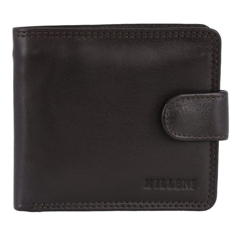 Milleni Men's Leather Card/Cash RFID Protected Tab Wallet 11cm Brown
