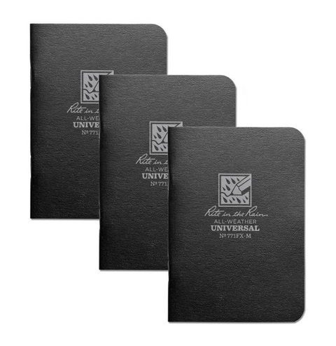 Rite in the Rain | Mini Stapled 3.25 x 4.625 Field Flex Notebook - Universal - 3 Pack - Black - 3 Pack