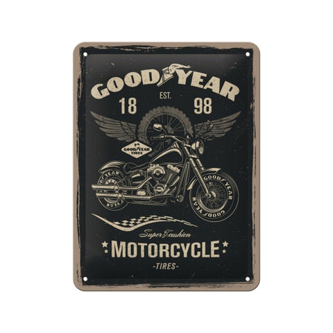 Nostalgic-Art 15x20cm Small Wall Hanging Metal Sign Plaque Goodyear Motorcycle