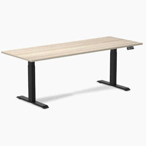 Desky Dual Melamine Sit Stand Desk 200cm Classic Oak Desktop and Matte Black Frame