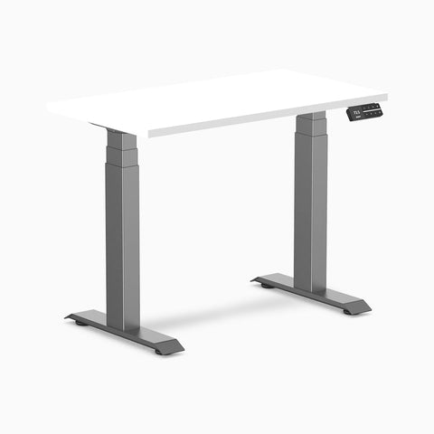 Desky Dual Mini Sit Stand Desk 900 x 500 White Desktop and Space Grey Frame
