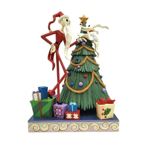 Jim Shore Disney Traditions - Nightmare Before Christmas Santa Jack and Zero - Decking the Halls