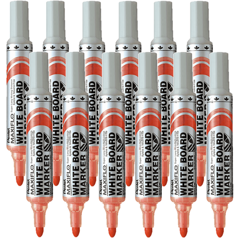 Pentel Maxiflo Whiteboard Marker Bullet Point Tip 2.1mm (Red) [Box 12]