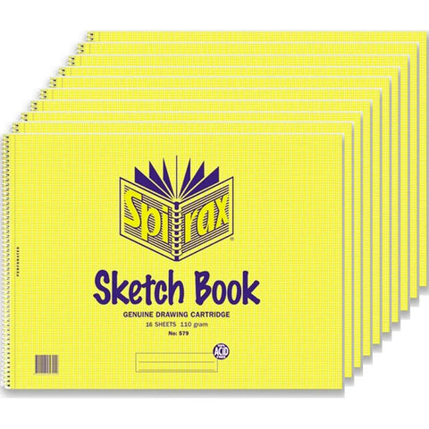 Spirax 579 Sketch Book Side Open Spiral 16 Leaf 272x360mm 10 Pack