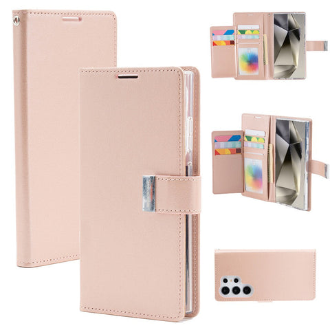 Goospery Rich Diary for Samsung Galaxy S25 Ultra - Rose Gold, Magsafe