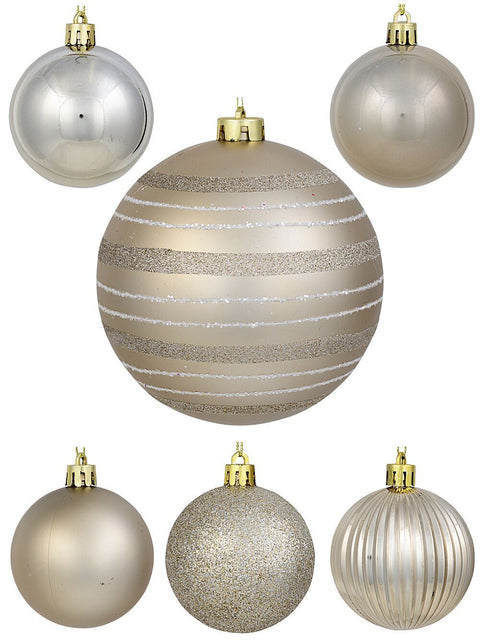32x Lustrous Platinum Mixed Essential & Grand Baubles | 60mm & 15cmPlatinum