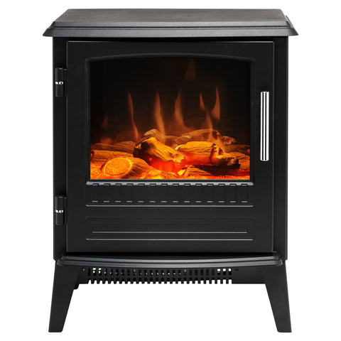Dimplex Bari 2kW Portable Electric Stove Fireplace Heater Black Cast Iron Finish Optiflame LED Coal Effect